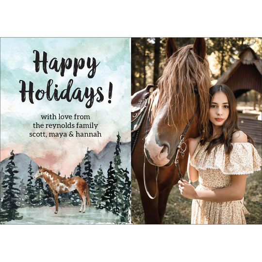 Horse in the Forest Flat Photo Holiday Cards